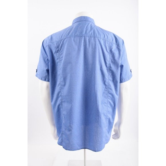 Johnston & Murphy Mens Shirt XL Blue Floral Print Short Sleeve Button Up - Picture 5 of 6